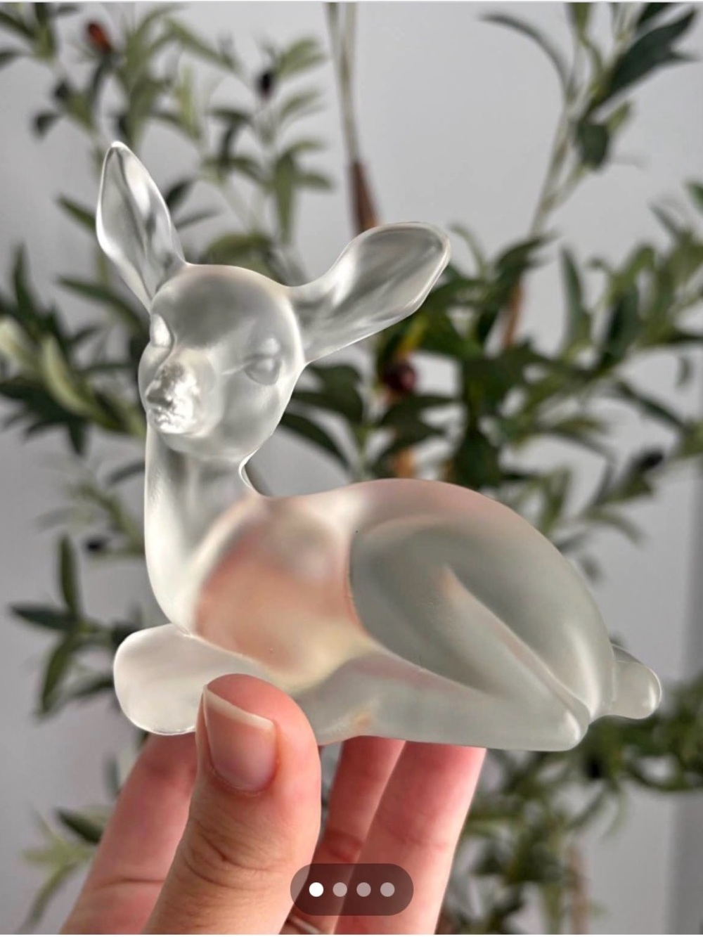 Fenton Art Glass Clear Satin Frost Deer Figurine with Original Sticker